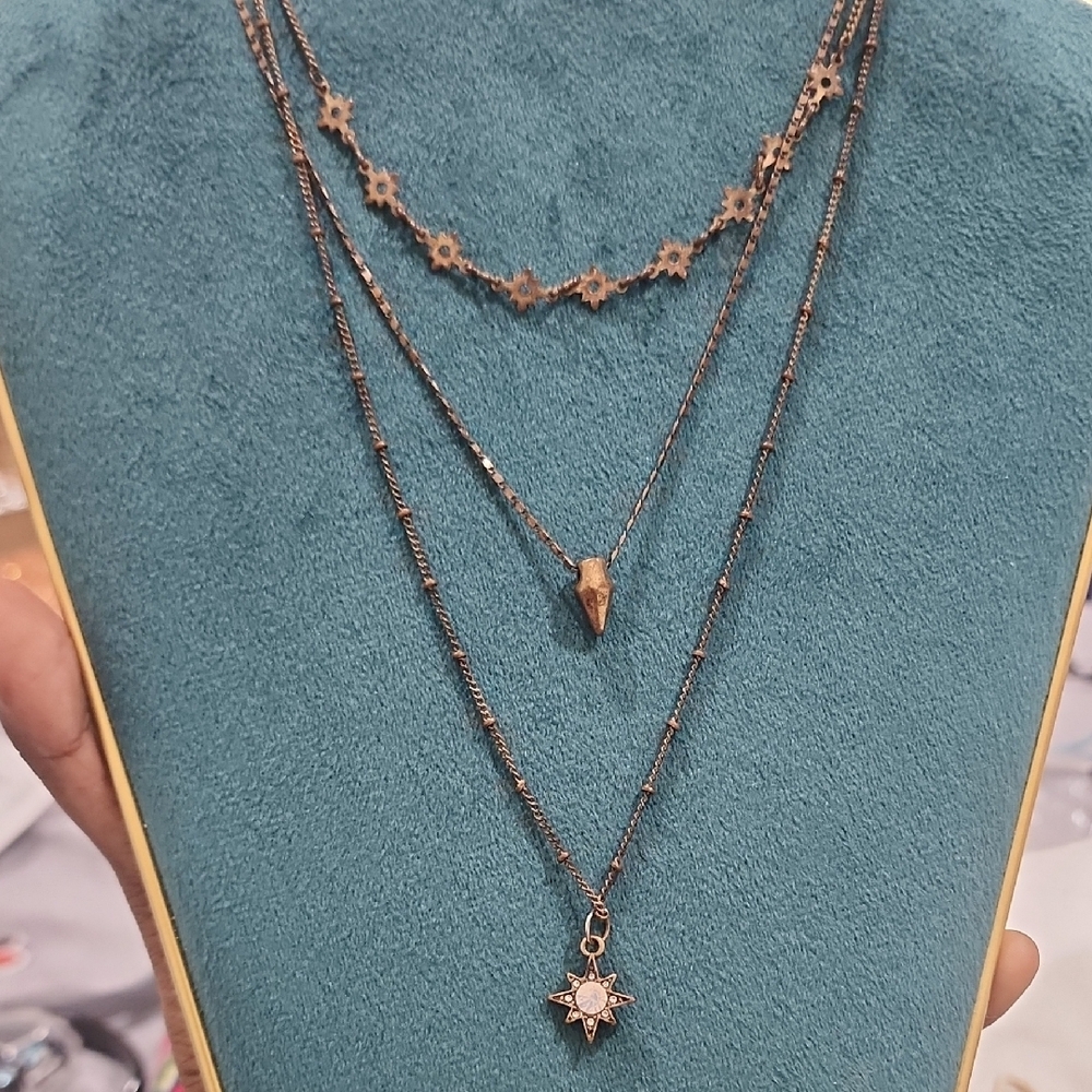 Elegant Bronze Colored Layered Necklace Set